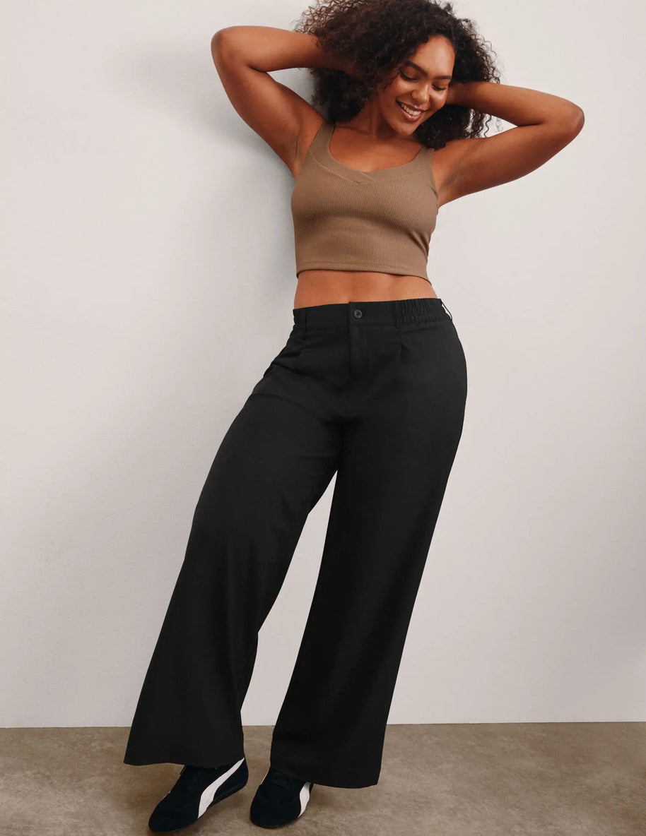 Beyond Yoga Status Wide Leg Trousers in Black
