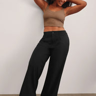 Beyond Yoga Status Wide Leg Trousers in Black