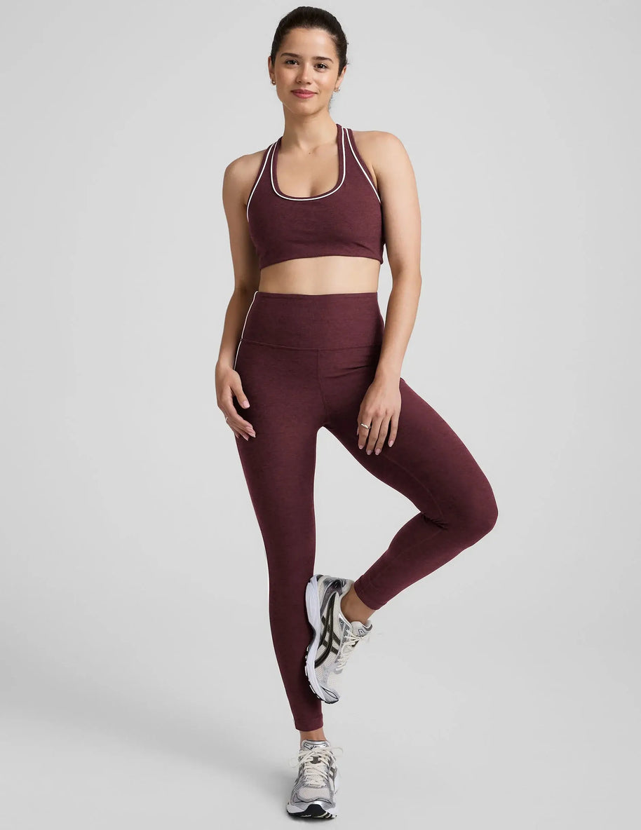 Beyond Yoga Spacedye Ready Midi Legging in Midnight Burgundy Heather 