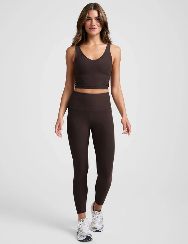 Spacedye Caught In The Midi High Waisted Legging | Dark Chocolate Heather