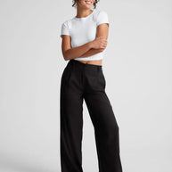 Beyond Yoga Status Wide Leg Trousers in Black