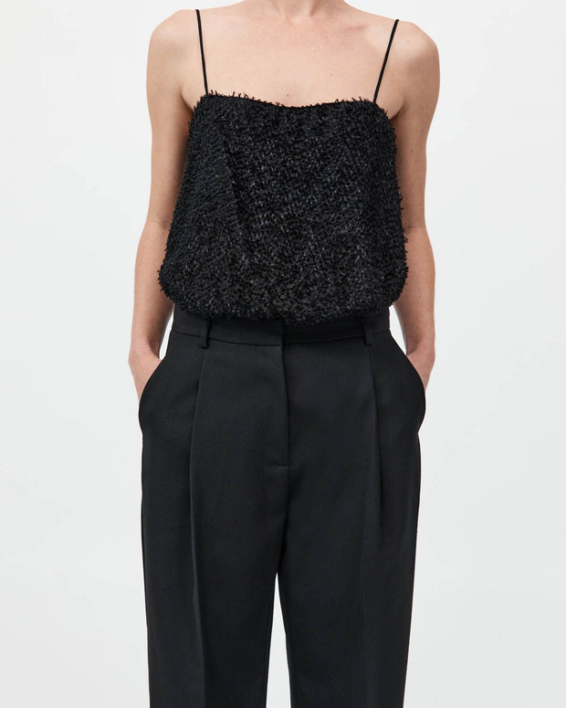 St. Agni Feathered Silk Cami in Black 