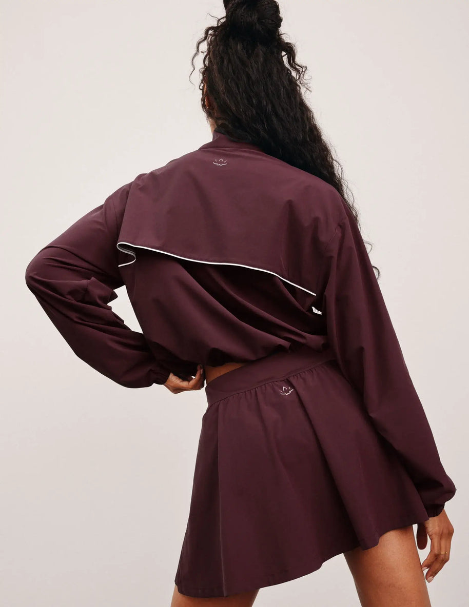 Beyond Yoga Track Jacket in Black Cherry