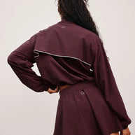 Beyond Yoga Track Jacket in Black Cherry