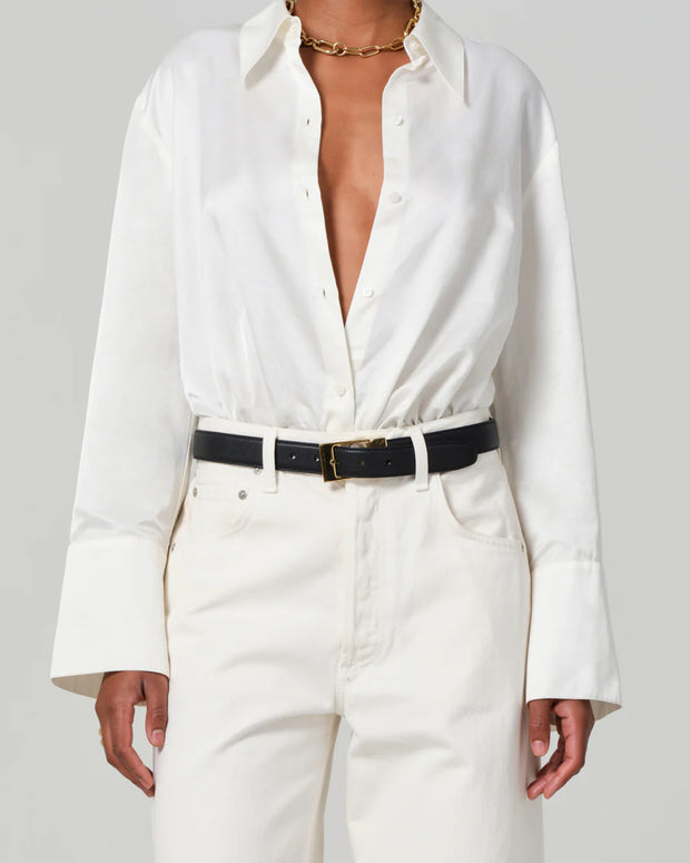 citizens of humanity camilia shirt in cassia - silky button down white top 