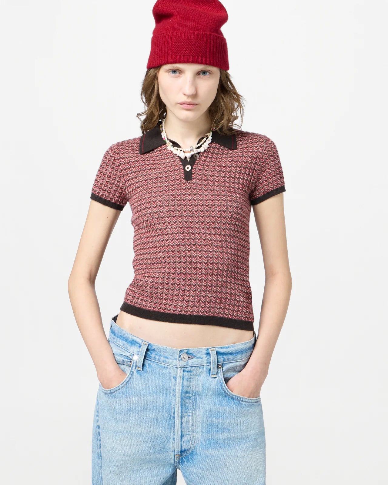 Chevron Shrunk Polo | Burnt Coco Combo