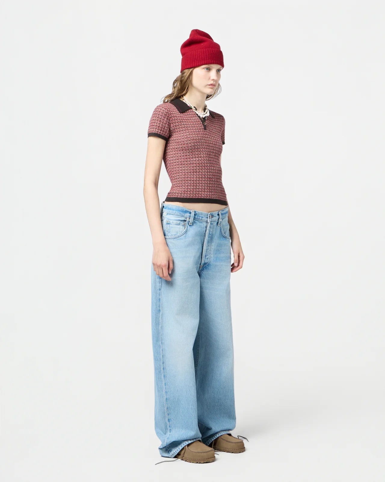 Chevron Shrunk Polo | Burnt Coco Combo