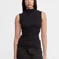 Cashmere Sleeveless Twist Top | Charcoal