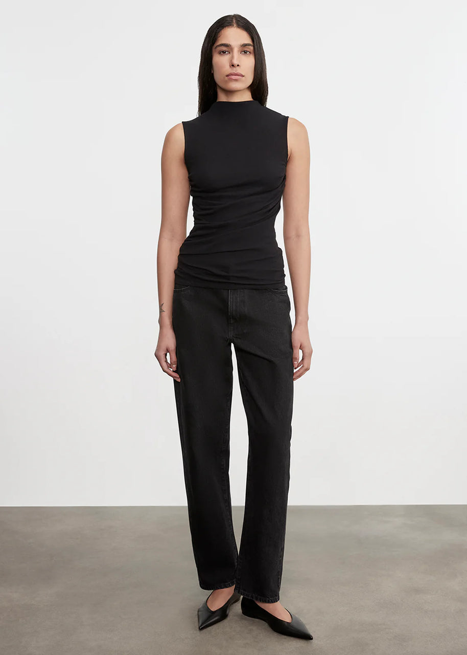 Cashmere Sleeveless Twist Top | Charcoal