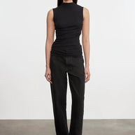 Cashmere Sleeveless Twist Top | Charcoal