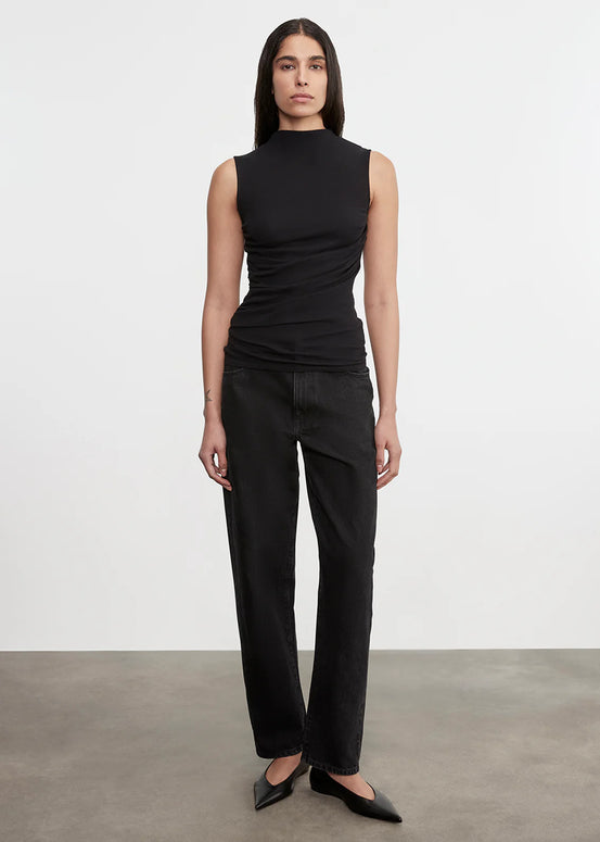 Cashmere Sleeveless Twist Top | Charcoal