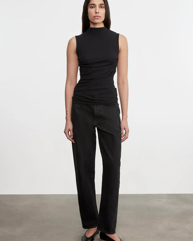 Cashmere Sleeveless Twist Top | Charcoal