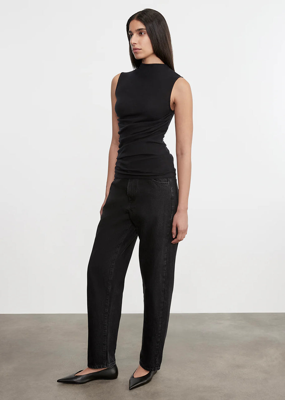 Cashmere Sleeveless Twist Top | Charcoal