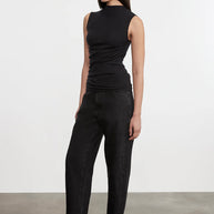 Cashmere Sleeveless Twist Top | Charcoal