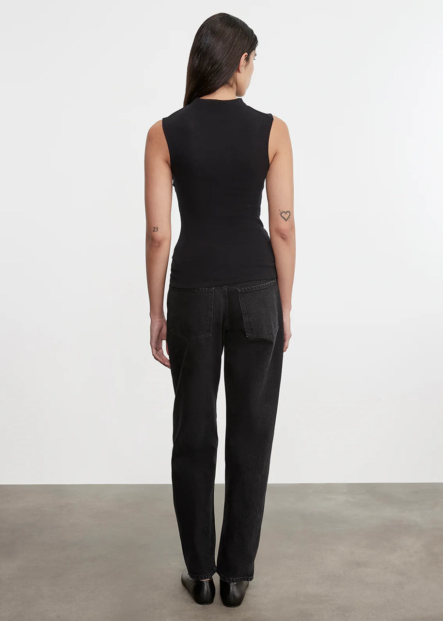 Cashmere Sleeveless Twist Top | Charcoal
