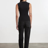 Cashmere Sleeveless Twist Top | Charcoal