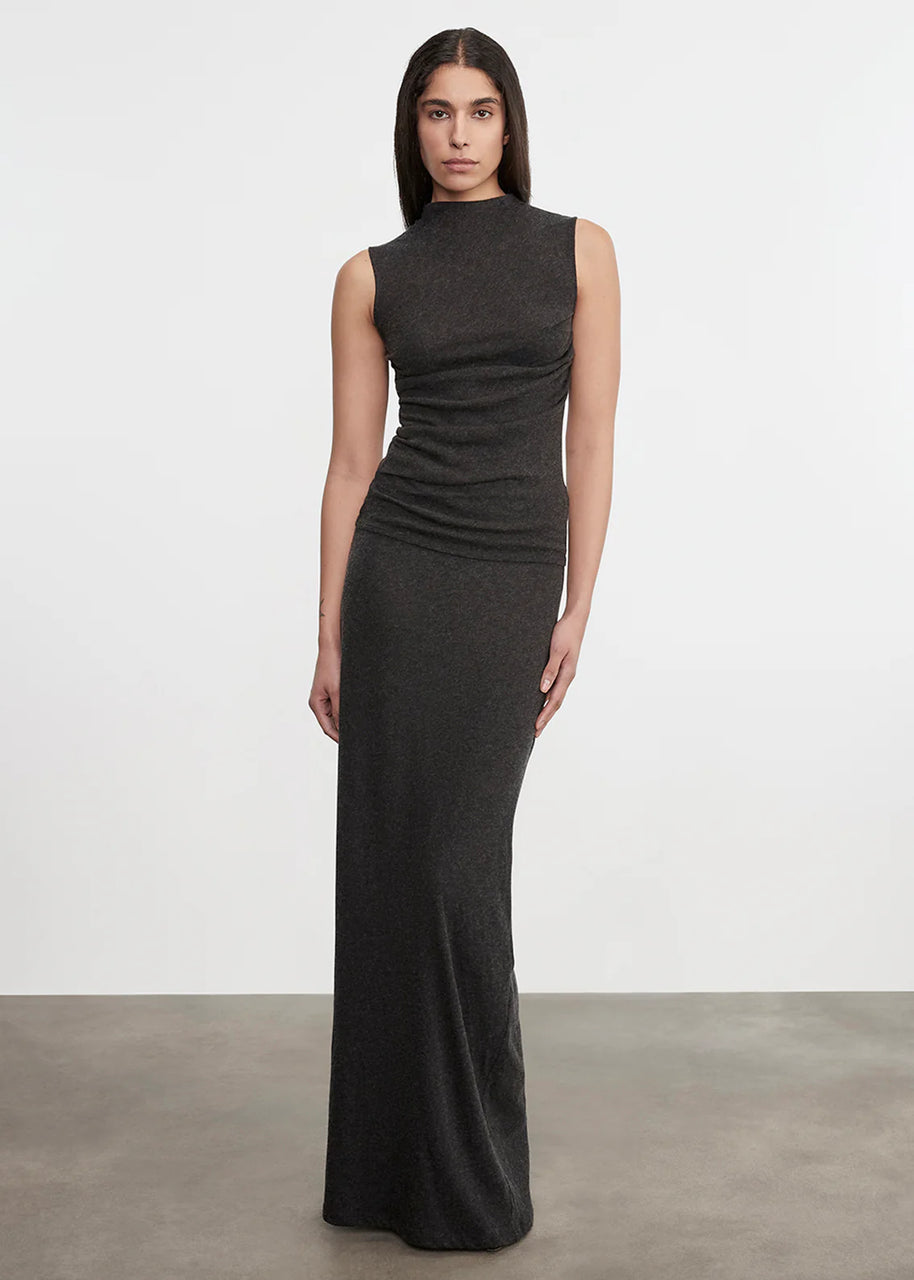 Cashmere Sleeveless Twist Top | Charcoal