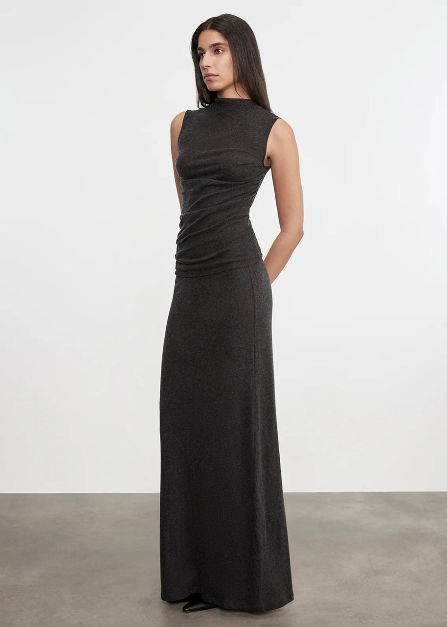 Cashmere Sleeveless Twist Top | Charcoal