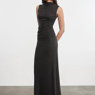 Cashmere Sleeveless Twist Top | Charcoal