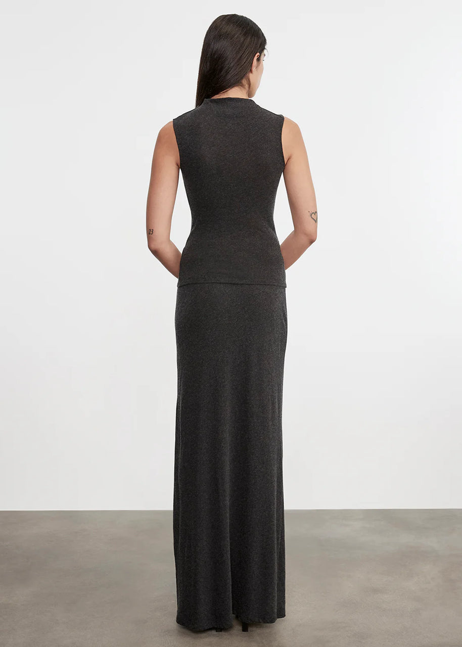 Cashmere Sleeveless Twist Top | Charcoal