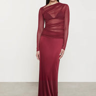 Enza Costa Cotton Mesh Slash Top in Ruby Red 