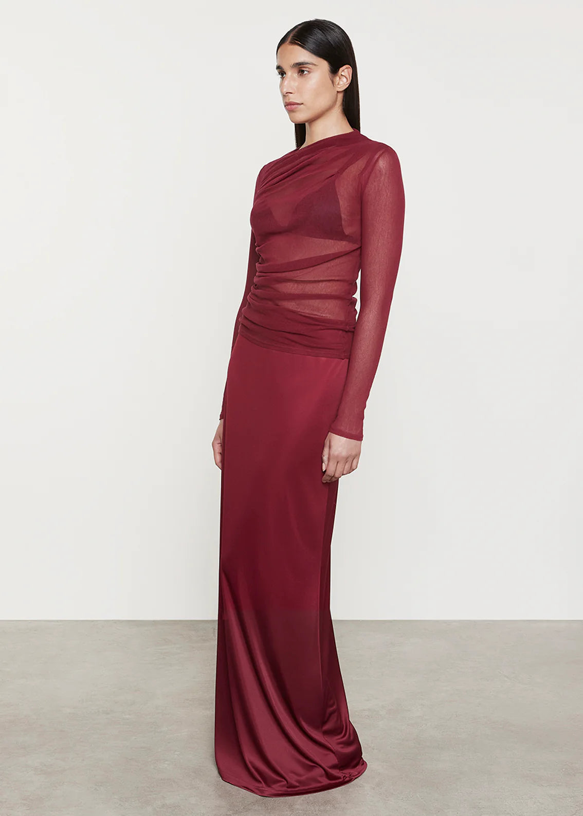 Enza Costa Cotton Mesh Slash Top in Ruby Red 