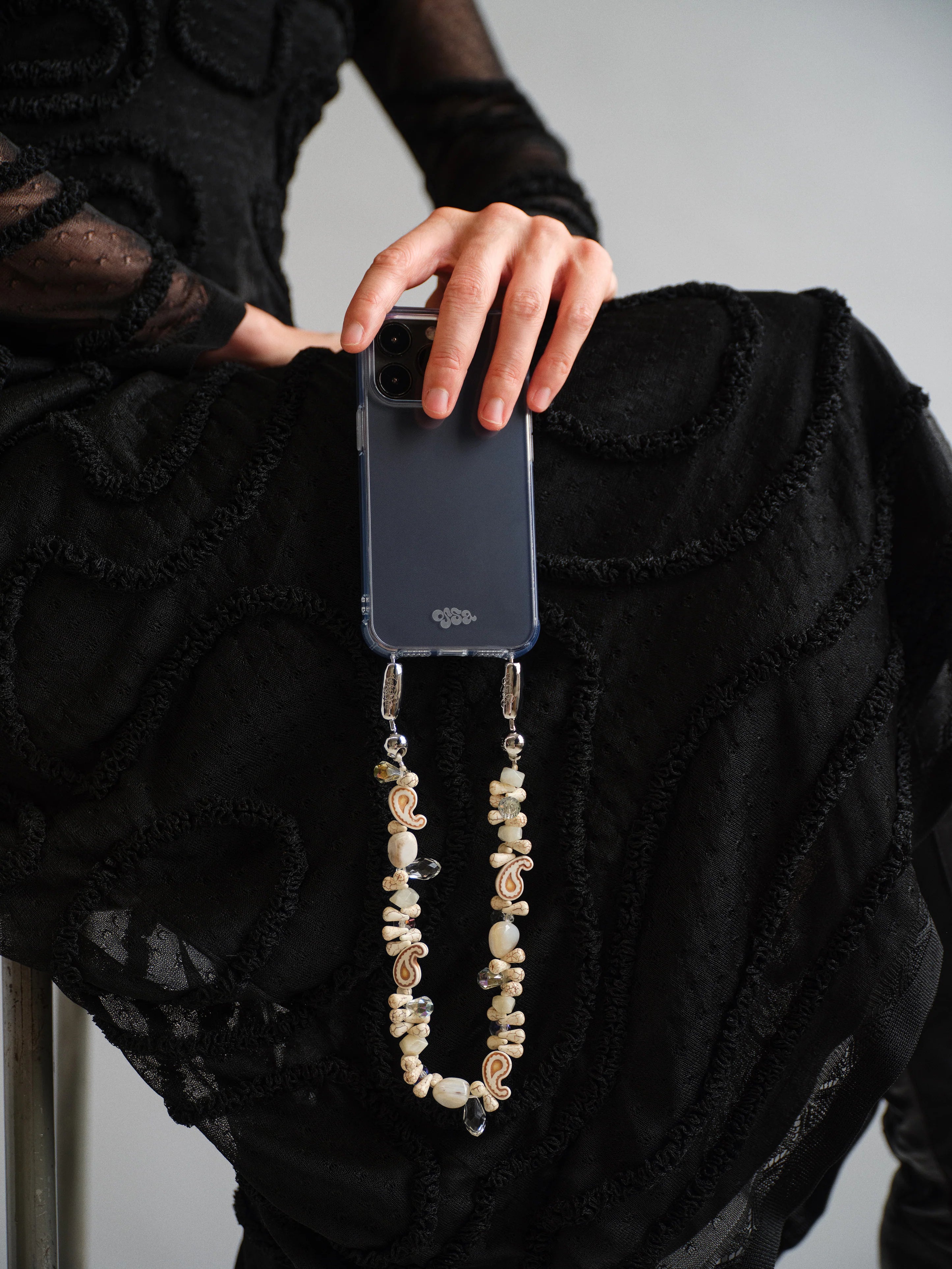 Ossa Crystal Paisley Wristlet Phone Cord 