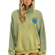 Aviator Nation California Palm Patch Unisex Pullover Relaxed Hoodie Faded Army