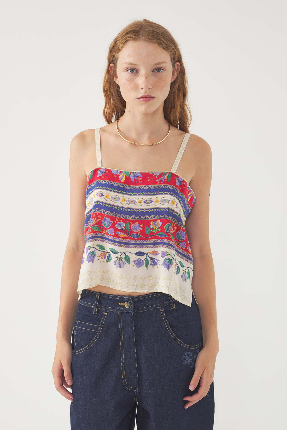 Christina Printed Silk Top