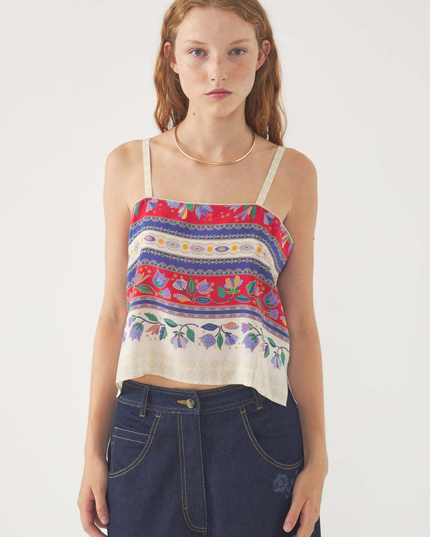 Christina Printed Silk Top