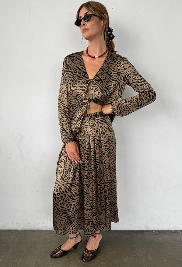 Ciao Lucia Colomba Animal Print Skirt Maxi Skirt