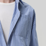 Citizens of Humanity Frances Cropped Button Down Shirt Womens Blue Button Down Shirts 