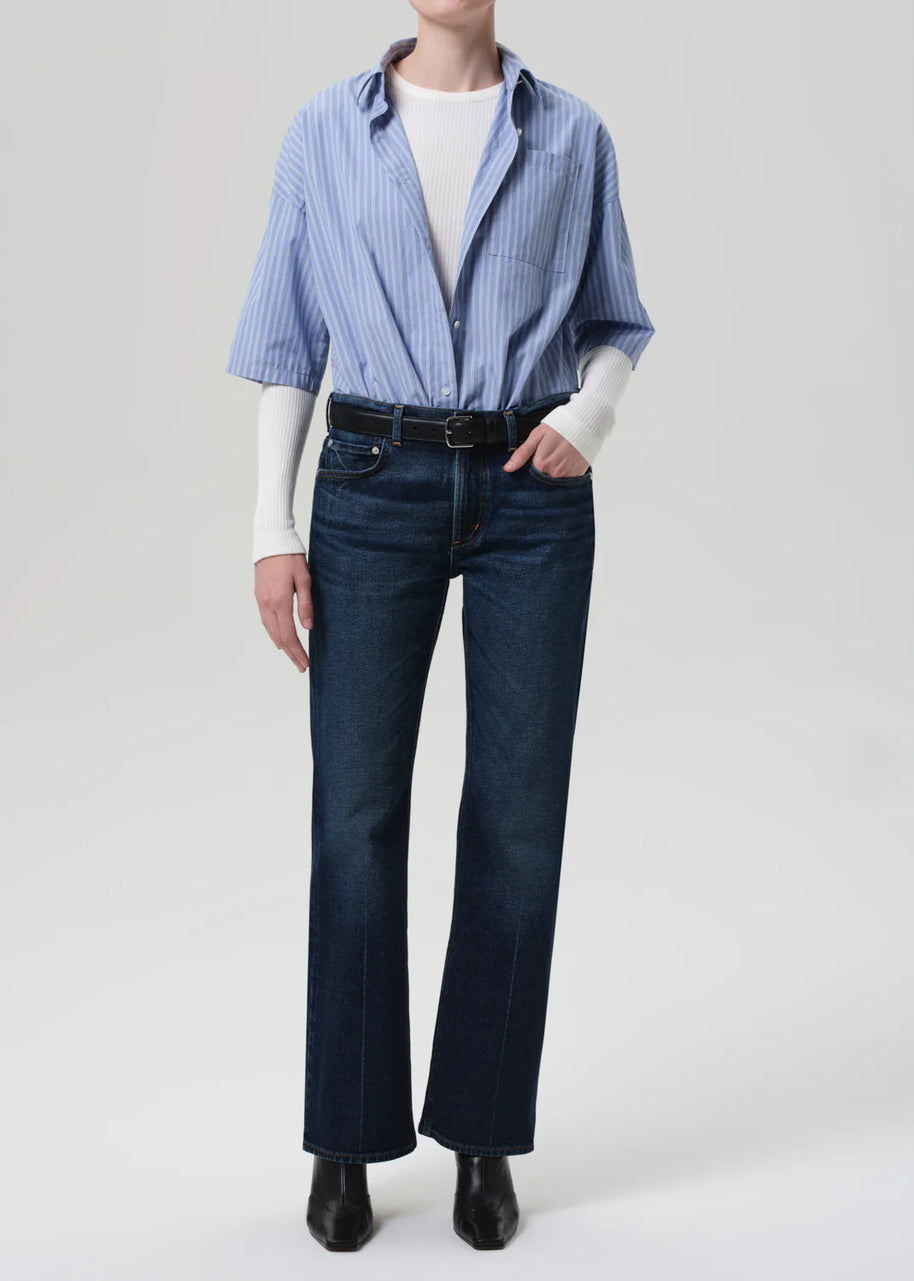 Citizens of Humanity Frances Cropped Button Down Shirt Womens Blue Button Down Shirts 