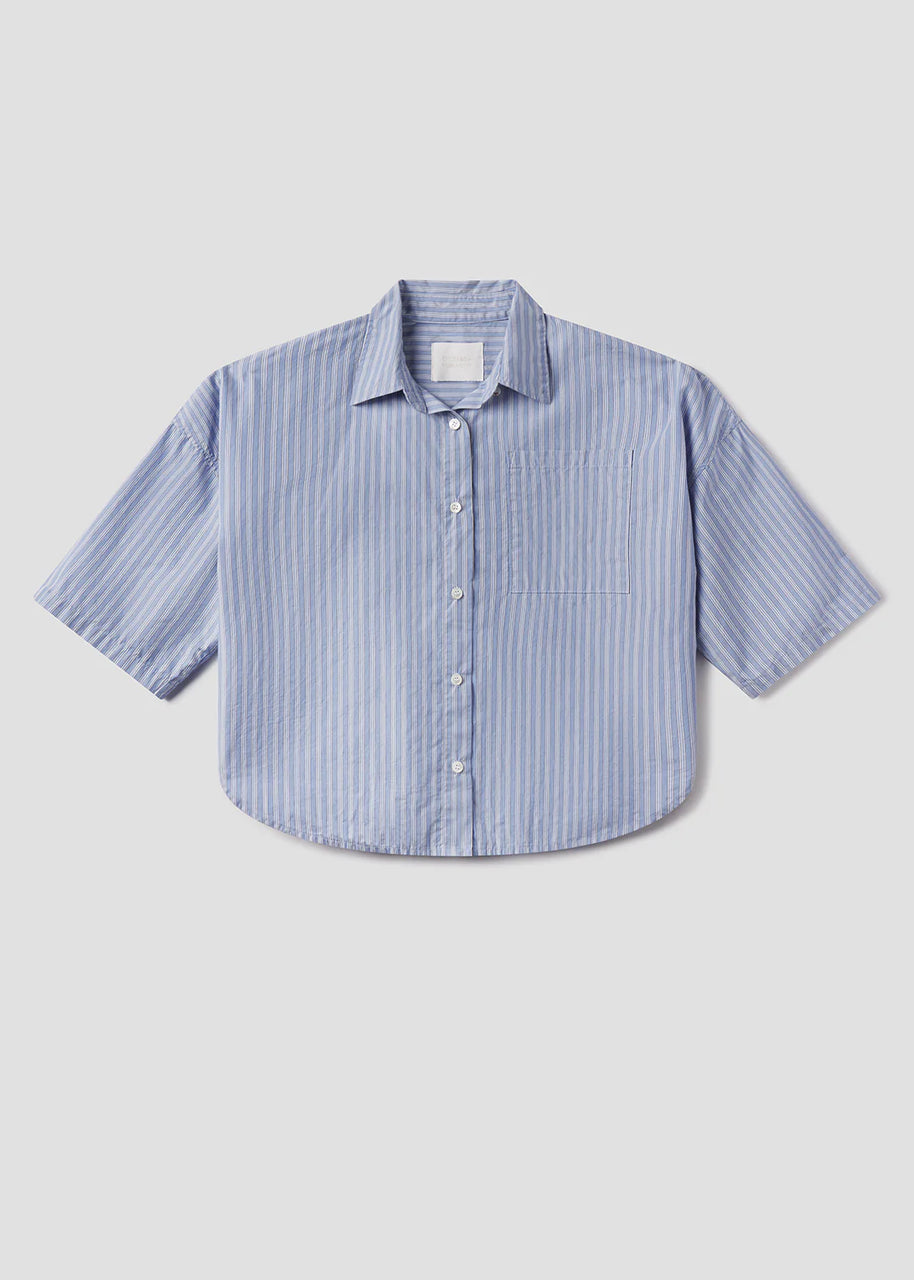 Citizens of Humanity Frances Cropped Button Down Shirt Womens Blue Button Down Shirts 