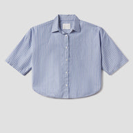 Citizens of Humanity Frances Cropped Button Down Shirt Womens Blue Button Down Shirts 