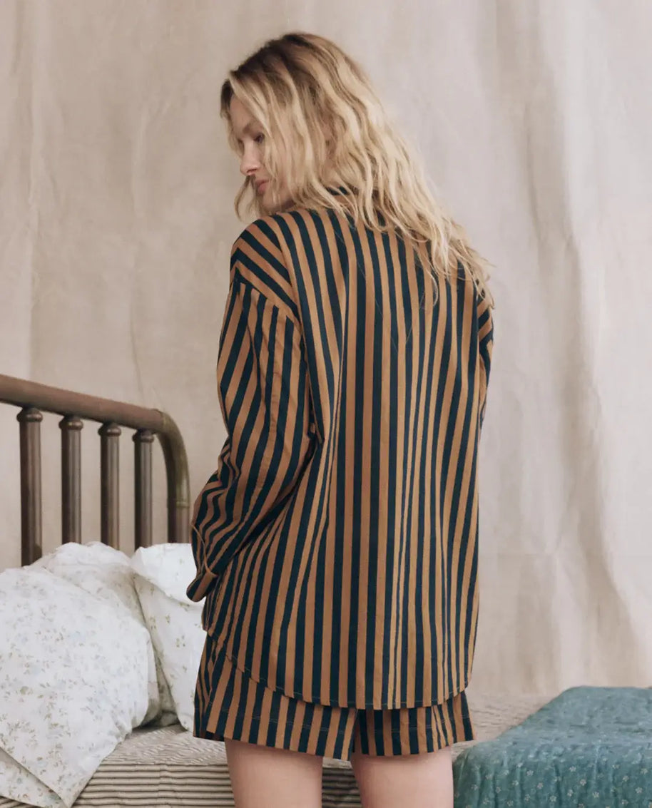 The Pajama Shirt in Club Stripe The Great 