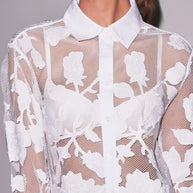 Fleur du Mal Collette Cropped Shirt in White 