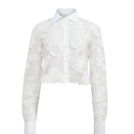 Fleur du Mal Collette Cropped Shirt in White 