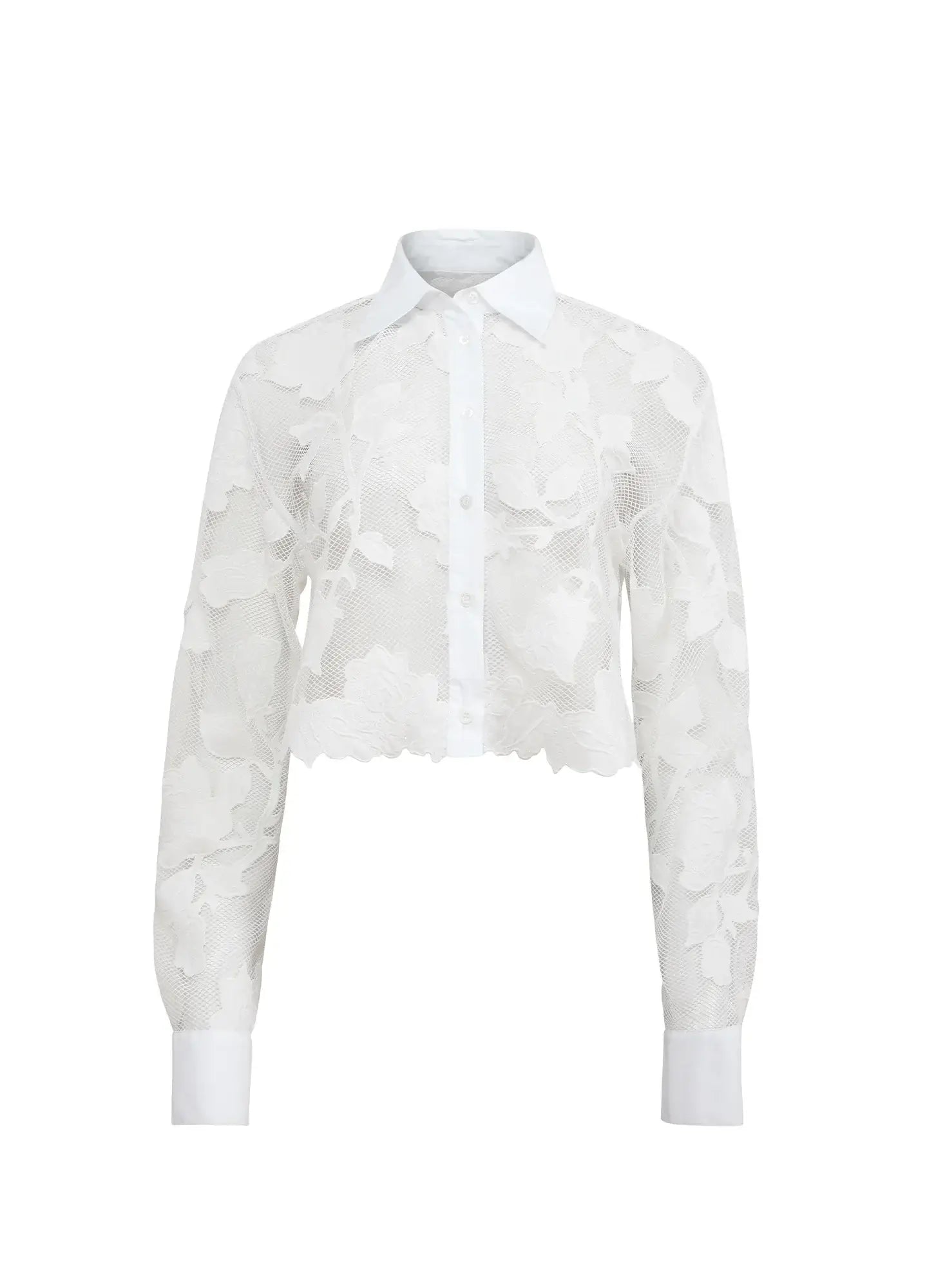 Fleur du Mal Collette Cropped Shirt in White 