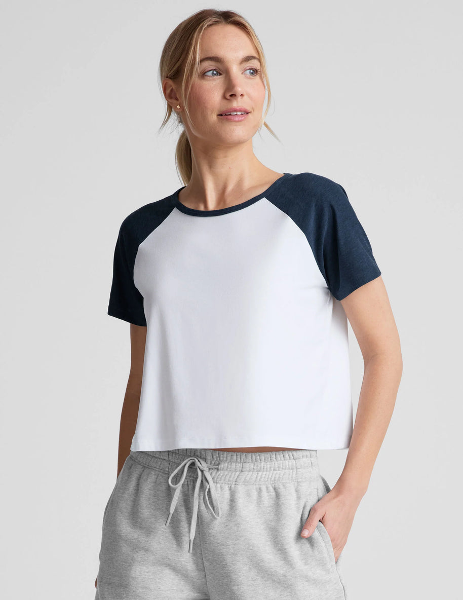 Beyond Yoga Featherweight Colorblock Tee in Nocturnal Navy