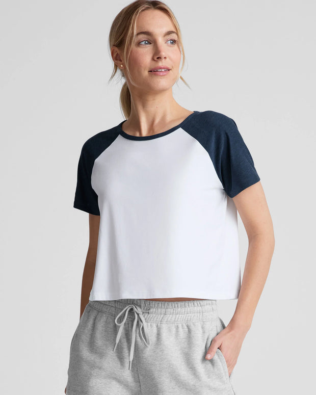 Beyond Yoga Featherweight Colorblock Tee in Nocturnal Navy