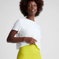 Beyond Yoga Featherweight Supreme Cropped Tee in Cloud White 