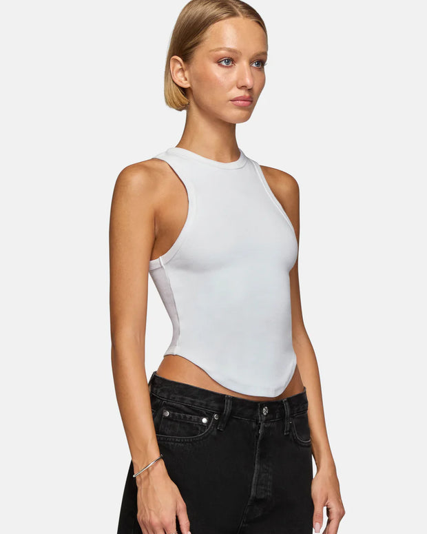 EB denim - curve rib tank top white black  perfect white soft stretch ribbed tank