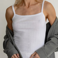 Donni Pointelle Square Neck Tank in Powder