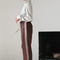 The Silk Stripe Crop Pant | Espresso