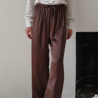 The Silk Stripe Crop Pant | Espresso