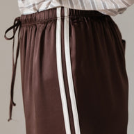 The Silk Stripe Crop Pant | Espresso
