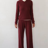 The Sweater Rib Simple Pant | Oxblood
