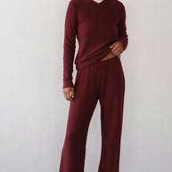 The Sweater Rib Simple Pant | Oxblood