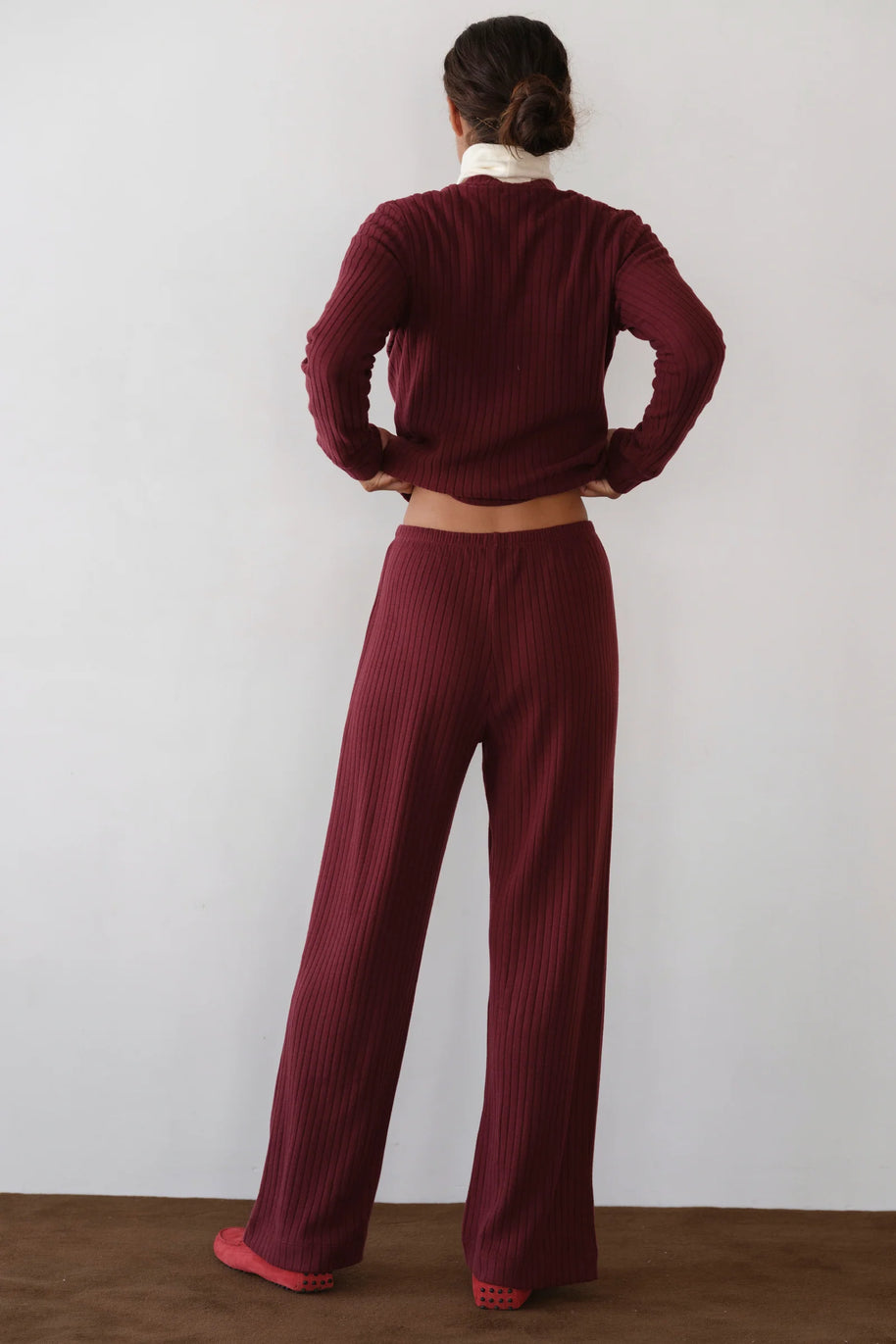 The Sweater Rib Simple Pant | Oxblood